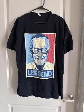 Marvel Comics Stan Lee "Leegend" Shirt Adult X-Large Black SS Graphic Print